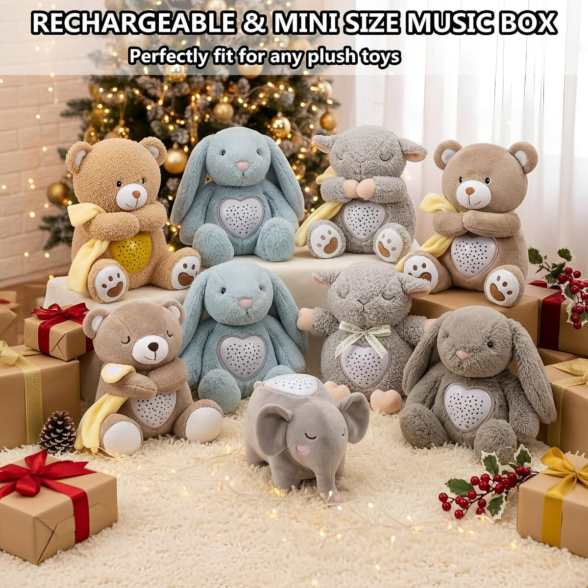 A13 White Noise Machine & Baby Sleep Soother with 15 Soothing Sounds & Projector Night Light Music Box, Cry Sensor, Rechargeable, Portable for Newborns, Toddlers, Attaches to Crib